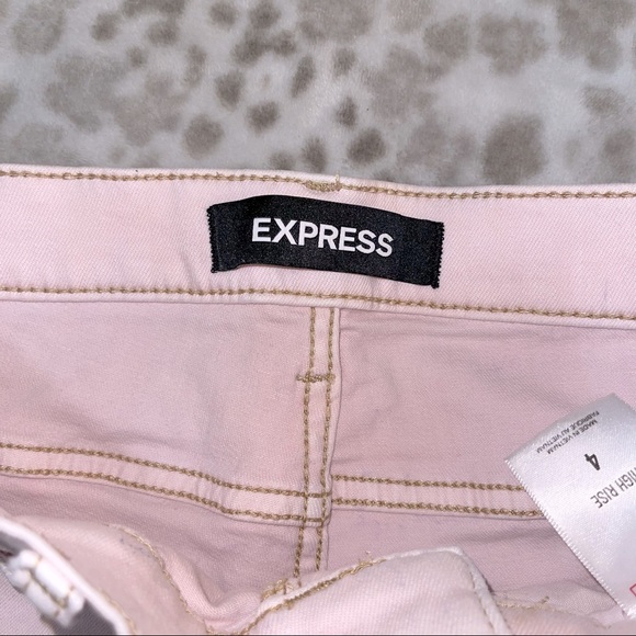 EXPRESS | Women’s Blush High Rise Denim Fitted Shorts Size 4 - Picture 4 of 6